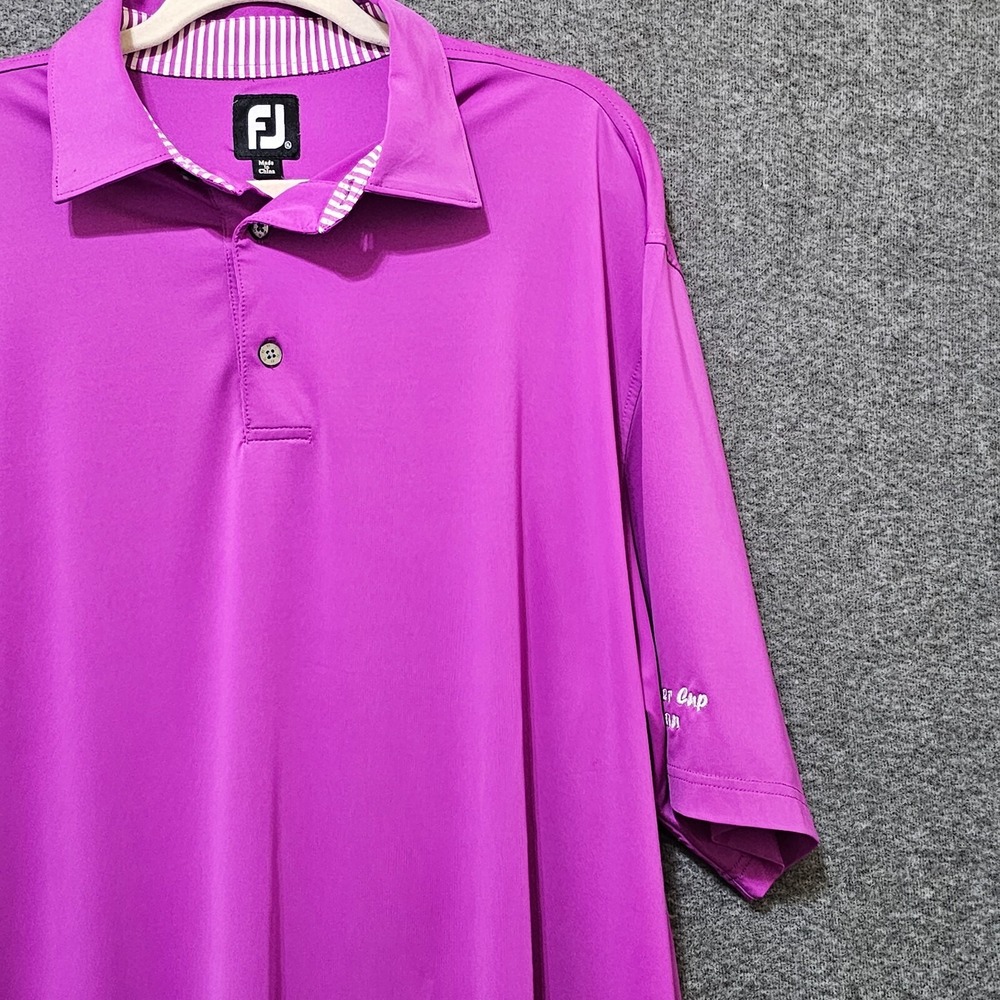 FootJoy Polo Shirt Men's XL Deep Magenta Purple Embroidered‎ Logo Short Sleeve - Picture 5 of 13